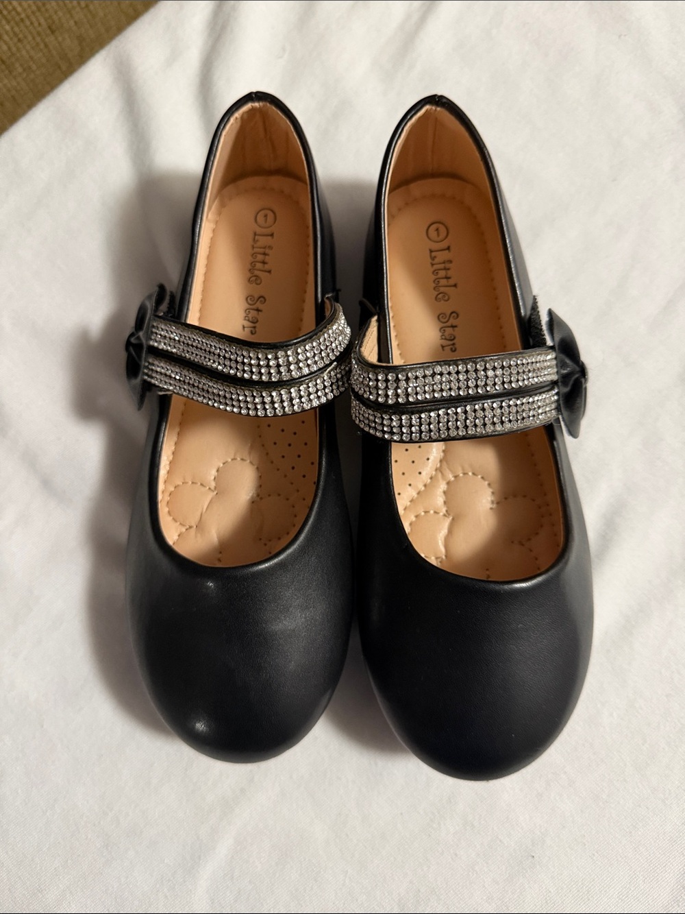Girls' Black Mary Jane Dress Shoes with Sparkling Strap